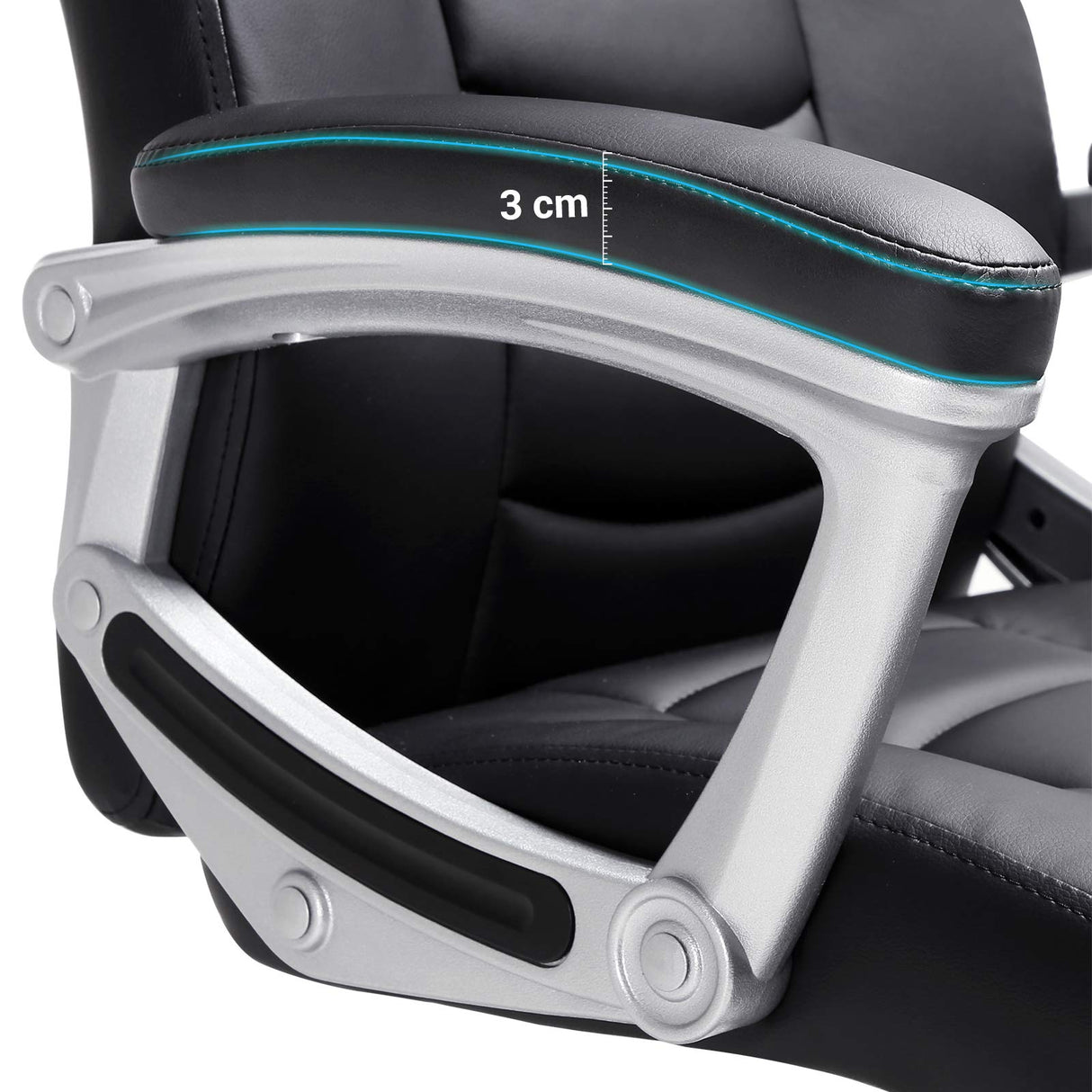 SONGMICS Silla de Oficina, Silla de Escritorio, Altura Ajustable, Ergonómica, Tapizada en PU, Carga de 150 kg, Negro OBG21B