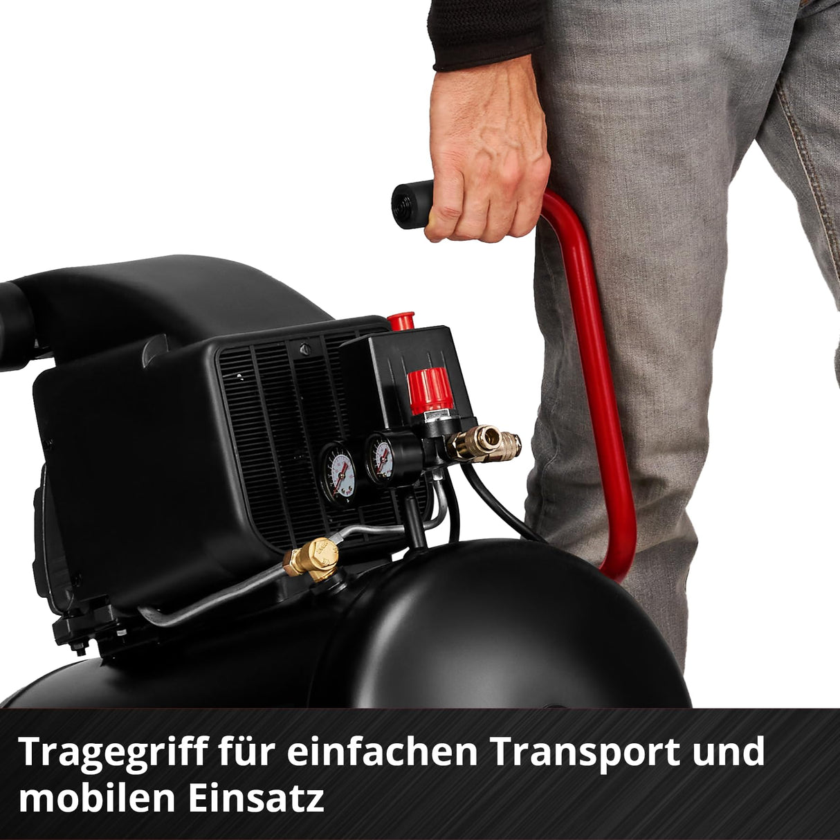 Einhell compresor TC-AC 270/50/10 (1800 W, máx. 10 bar, depósito de 50 l, lubricado con aceite, manómetro para presión de trabajo y de caldera, 270 l/min potencia de aspiración, reductor de presión)