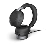 Jabra Evolve2 85 Auriculares Inalámbricos Estéreo PC con Soporte de Carga - Certificados para Microsoft Teams - Batería de Larga Duración - Adaptador Bluetooth USB-A - Negro