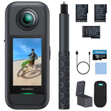 AKASO 360 Cámara de acción 360 Kit de Creadores, con 256GB Tarjeta de Memoria Sensor de 1/2", 5.7K 360, Fotos 72MP, Pantalla táctil de 2.29", Cámara Deportiva 360, Palo Selfie Invisible