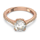 Swarovski Anillo de cóctel Constella, Talla redonda, Pavé, Blanco, Baño tono oro rosa