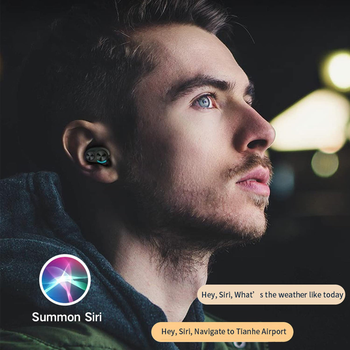 Jmamba Auriculares inalámbricos Bluetooth Sonido, IPX7 Impermeables con micrófono, Control táctil, Pantalla de alimentación LED, Funda de Carga