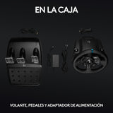 Logitech G G923 Racing Wheel and Pedals, Force Feedback TRUEFORCE,1.000 Hz, respuesta eficaz, control de salida de doble embrague, volante auténtico, para PS5, PS4, PC, Mac - Negro