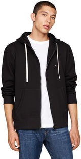 Tommy Hilfiger Hoodie con Cremallera Hombre Stack con Capucha, Negro (Black), XS
