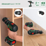 Bosch Taladro de percusión con batería AdvancedImpact 18V-80 QuickSnap (18V; Brushless; 82 Nm; accesorio angular, excéntr. y magn.; con batería y cargador) - Amazon Exclusive