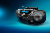 Philips AZB798T/12 Máquina de Sonido CD portátil, Reproductor de CD y Cassette Dab y FM Bluetooth, MP3-CD, USB, Bass dinámico, Control Remoto, Temporizador de sueño - Negro