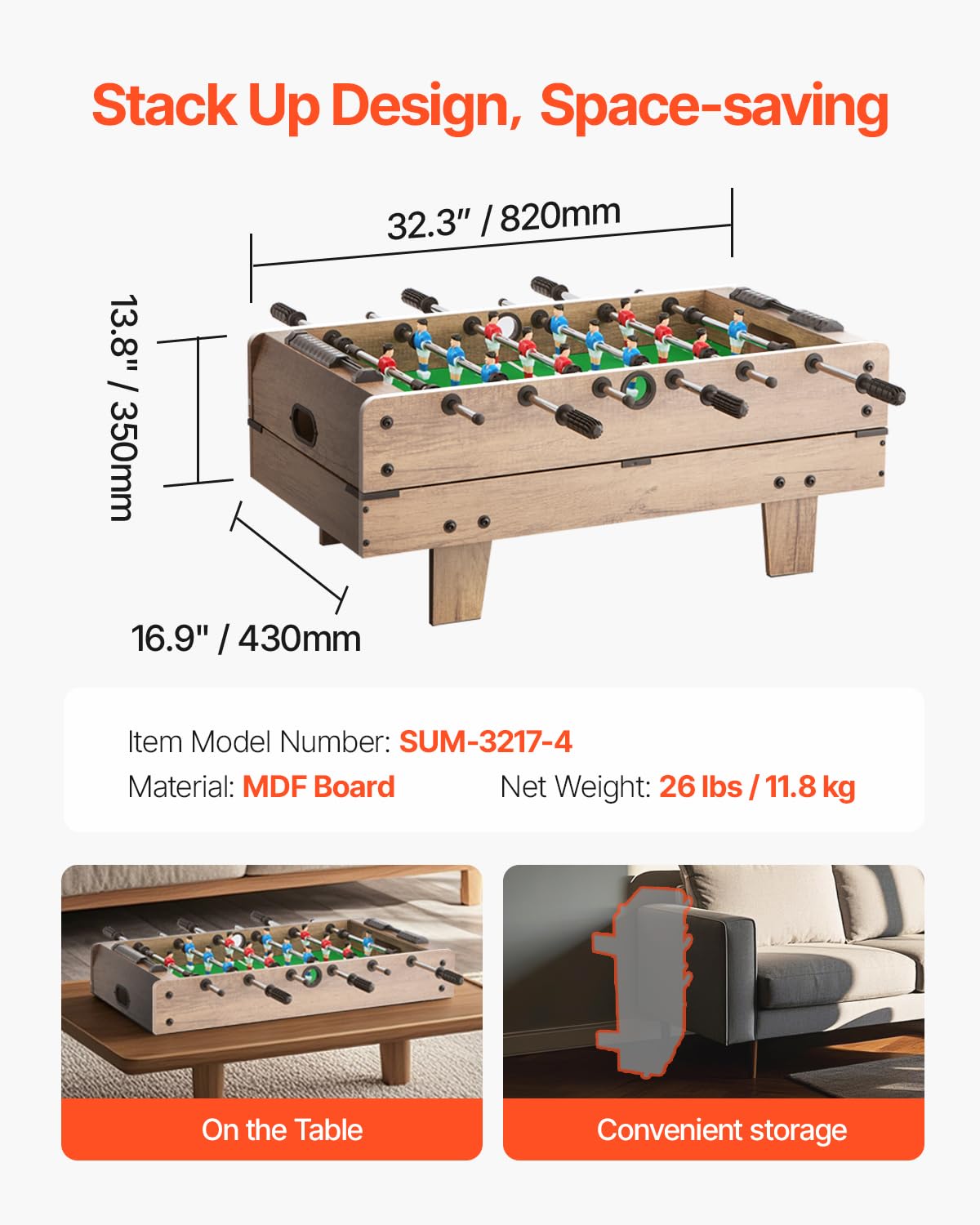 VEVOR Mesa de Juego Combinada 4 en 1 de Hockey de Aire de 82 cm, con Billar, Hockey, Futbolín, Ping Pong, Empujadores y Discos, Mesa de Juegos Deportivos a Niños, Sala de Juegos Familiar, Oficina