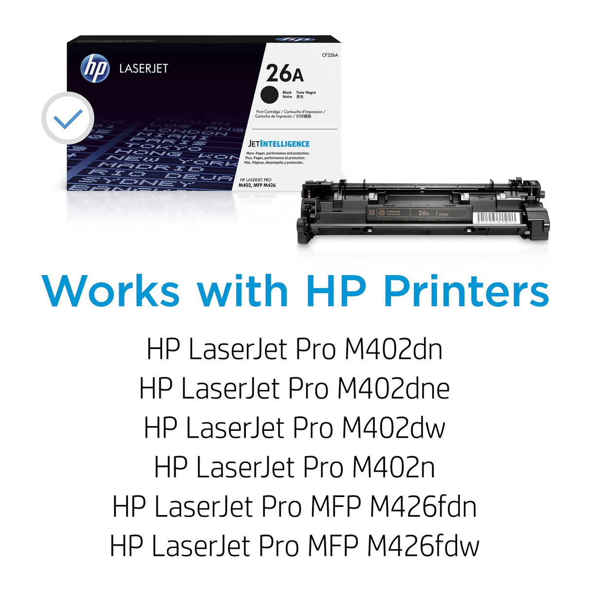 HP 26A CF226A, Negro, Cartucho Tóner Original, de 3.100 páginas, para impresoras HP LaserJet Pro M402dn, M402n, M402d, M426dw, M426fdn, M426fdw, M402dne, M402dw, M402m y M426m