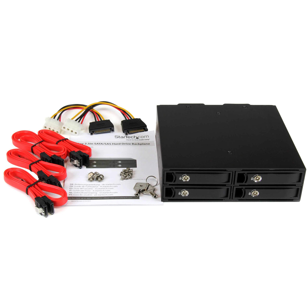 StarTech.com Backplane Rack Móvil de 4 Bahías para Unidades de Disco SATA/SAS de 2,5 Pulgadas - Intercambio en Caliente de SSDs o HDDs de 5 a 15mm - Compatible con SAS II y SATA III (SATSASBP425)