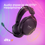 HyperX Cloud Stinger 2 Wireless, Cascos gaming inalámbricos PC, Drivers de 50 mm, Audio Envolvente, Giro 90º, Dongle USB, batería 20h, Micrófono con cancelación de ruido - Negro