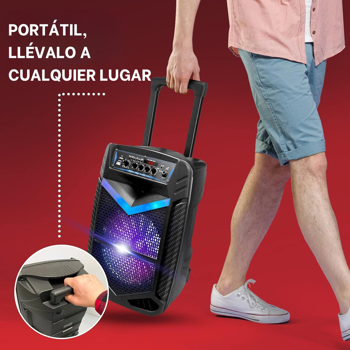 Pyle sistema de altavoces, PA, 600W, Bluetooth, portatil, recargable, exteriores, subwoofer de 10”, Tweeter de 1”, función de grabación, micrófono, luces de fiesta, Radio USB/SD