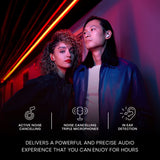 Urbanista Atlanta Auriculares Inalámbricos con Cancelación Activa de Ruido Híbrida, Auriculares Resistentes a Salpicaduras, Multipunto Bluetooth, Estuche de Carga Inalámbrica, Azul Acero