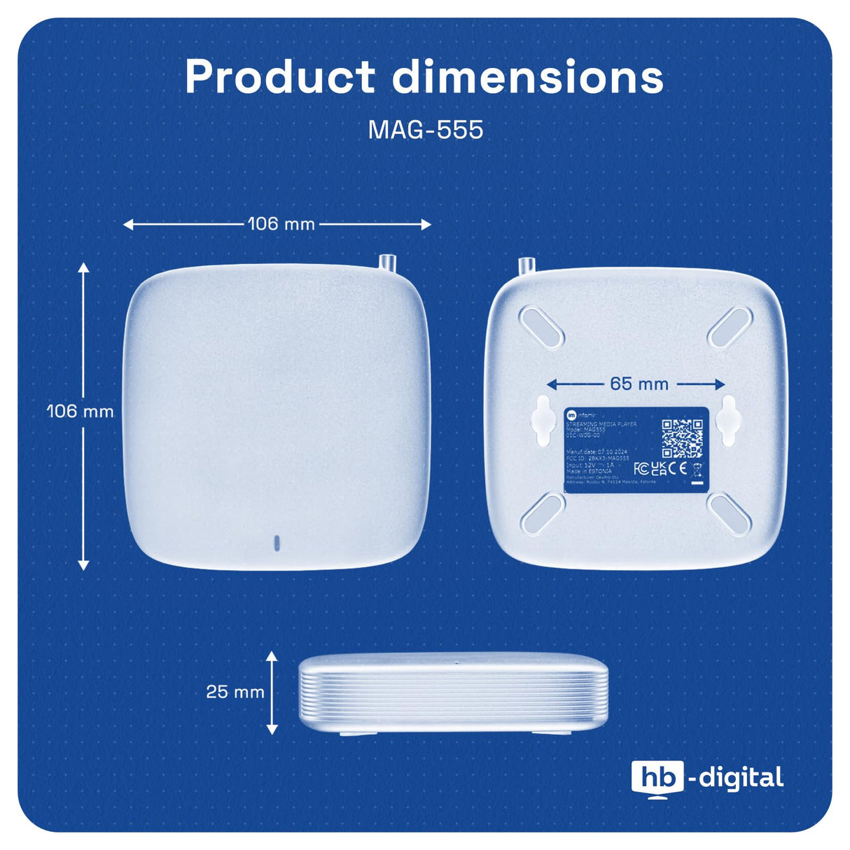 mag 555 Original Infomir & hb-digital Reproductor Multimedia 4K HDR Receptor HDR con Google Assistant, Netflix, Prime Video, Disney+, Youtube, Dolby Atmos.