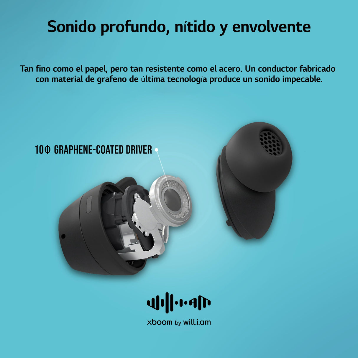 LG xboom Buds, Auriculares inalámbricos Bluetooth y Deportivos con cancelación Activa de Ruido, Blanco