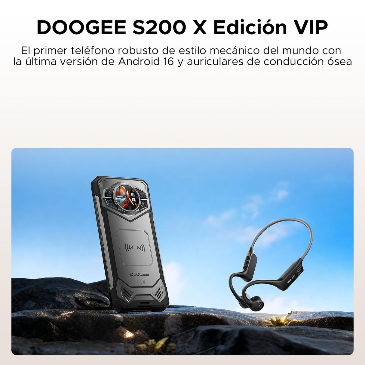 DOOGEE S200 X 5G - Teléfono móvil para Exteriores Android 16 con Auriculares, 48 GB + 512 GB (2 TB) para Exteriores, 10100 mAh, 6,72 Pulgadas FHD+ 120 Hz, 100 MP + 1,32 Pulgadas AMOLED Pantalla