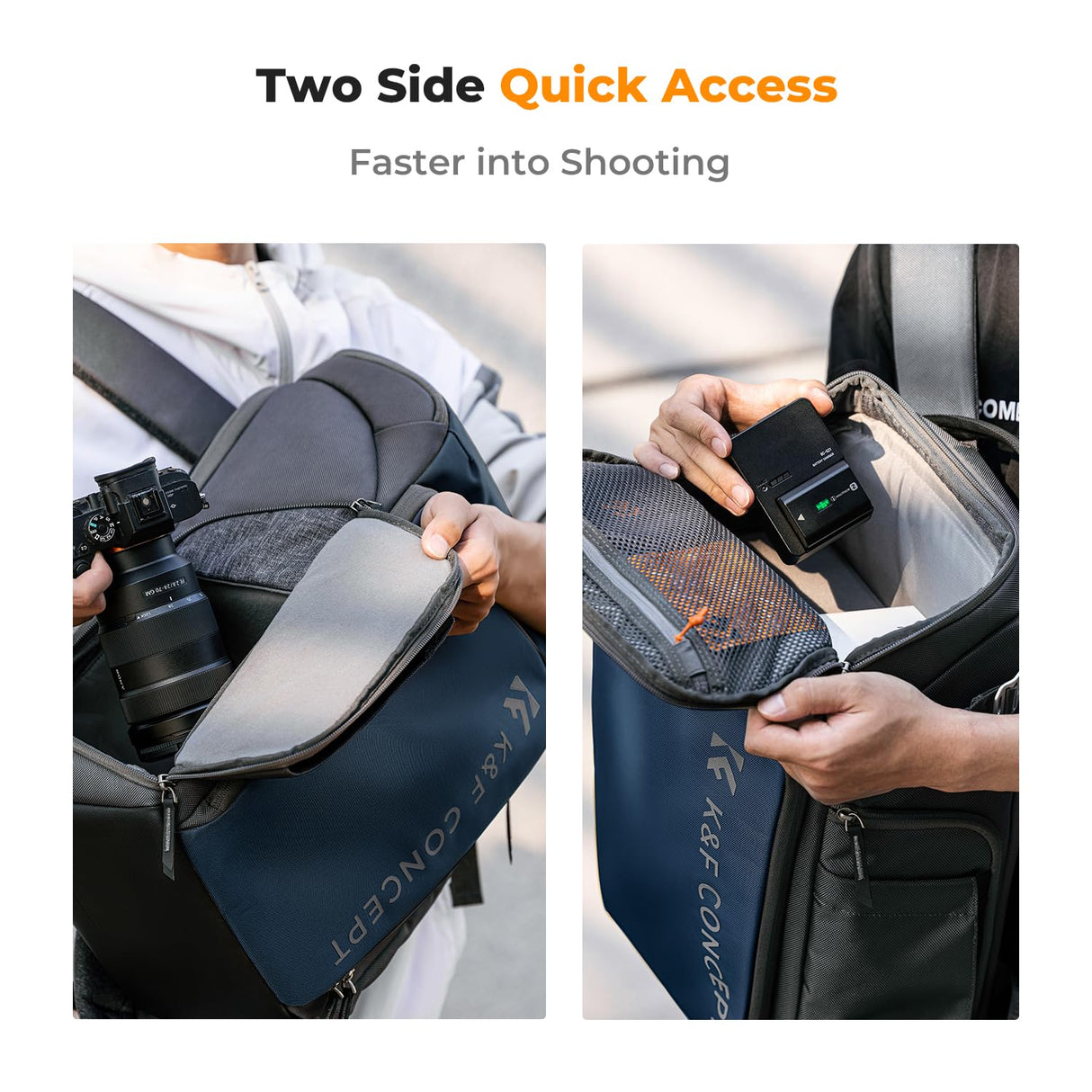 K&F Concept Mochila Cámara Profesional, Bolsa Fotógrafos Cámara Impermeable de Gran Capacidad para Camera Reflex Digital DSLR, Adecuado para viajes al aire libre senderismo fotografía Azul
