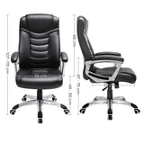 SONGMICS Silla de Oficina, Silla de Escritorio, Altura Ajustable, Ergonómica, Tapizada en PU, Carga de 150 kg, Negro OBG21B