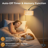Lámpara de Pie LED Regulable - 9W 900LM Lampara de Pie Arco con Mando & Bombilla E27, Luz para Leer para Salón, Dormitorio, Oficina - Negro