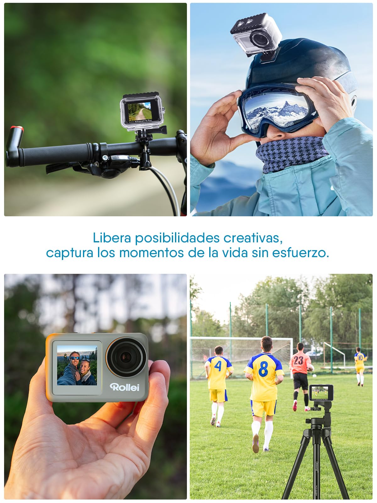 Cámara de Acción, Rollei Actioncam 9s Plus Cámara Deportiva 4K 60fps Estabilización Camara Subacuática Impermeable 40M con Sensor de 1/2,5 Pulgadas Pantalla Táctil con Accesorios para Deporte Buceo
