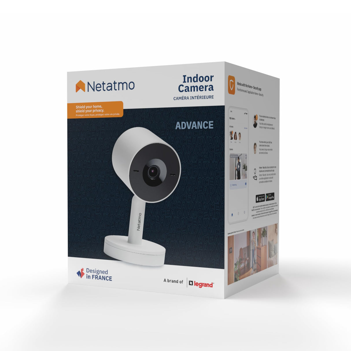 Netatmo Cámara Inteligente para Interiores Advance - Reconocimiento Facial Optimizado por IA, Audio Bidireccional, Ángulo de visión Amplio de 130°, HDR 2K, 30 fps, Zoom X16, 2X SD - Blanco