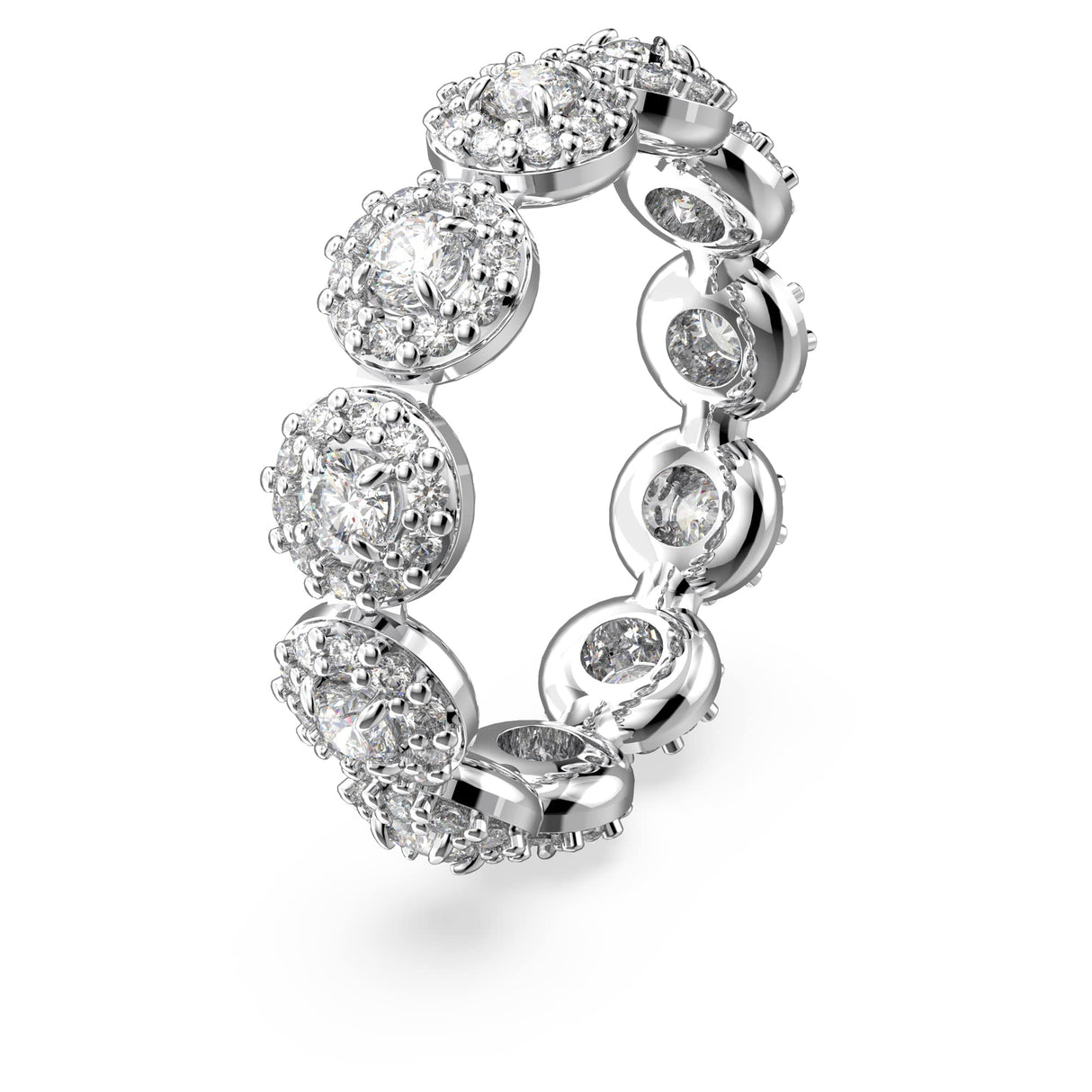 Swarovski Anillo Una Angelic, Talla redonda, Blanco, Baño de rodio