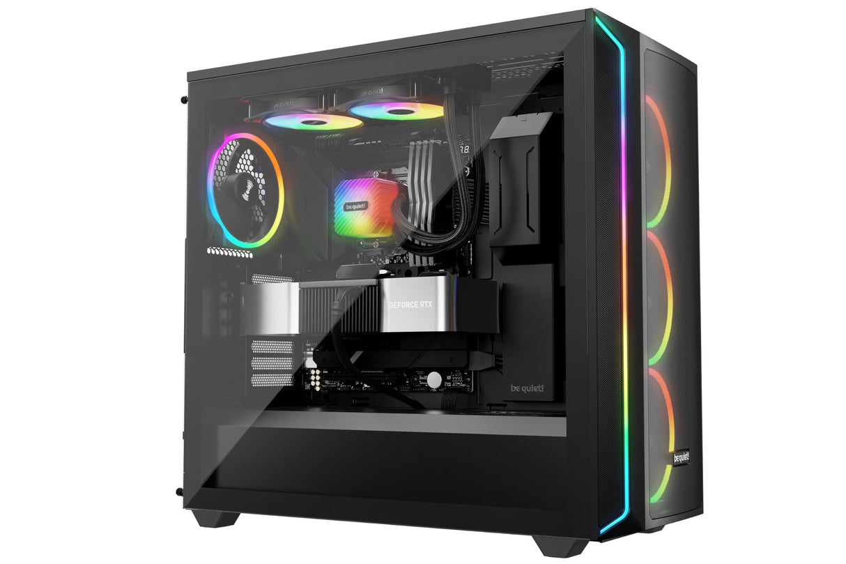 be quiet! Light Loop 240 mm Black CPU refrigerador con agua para sistemas muyoverclockeados, elegante bloque de refrigeración ARGB, 2 ventiladores Light WingsLX PWM high-speed, con ARGB-PWM-Hub