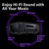Yamaha R-N600A Receptor de canales Hi-Fi, con MusicCast y streaming inalámbrico, audio de alta resolución, SABRE DAC y Pure Audio Fidelity, negro