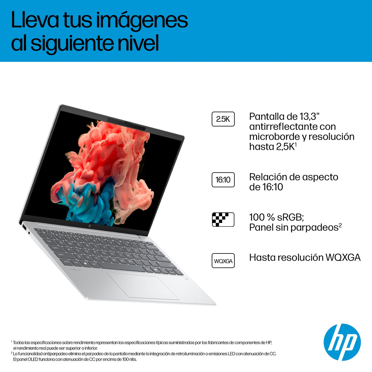 HP OmniBook 7 Aero – Ordenador portátil Ultraligero de 13.3" 2K (AMD Ryzen AI 7 350, 32GB RAM, 1TB SSD, AMD Radeon 860M, Windows 11) Gris – Teclado QWERTY Español