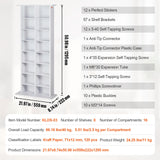 VEVOR Mueble de Almacenamiento Multimedia Mueble para DVD de 8 Capas Capacidad para 464 CD 16 Compartimentos Estantes Ajustables de CD para Colecciones de Música, Películas, Videojuegos, Blanco