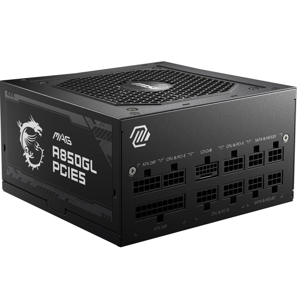 MSI MAG A850GL PCIE5 - Fuente de Alimentación, 850W, 80 Plus Gold, Totalmente Modular, ATX 3.0, Soporte GPU PCIe 5.0, Ventilador FDB de 120mm, Full-Bridge LLC, Cables Planos Negros - 7 Años de Garantí
