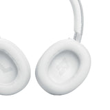 JBL Auriculares inalámbricos circumaurales Live 770 NC, con tecnología Bluetooth y cancelación adaptativa de ruido, hasta 65 horas de reproducción, blanco