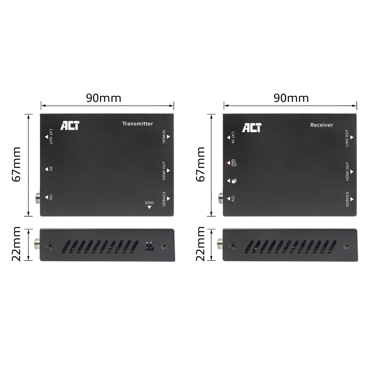 ACT EDID HDCP AC7815 - Extensor HDMI KVM a 70 m a través de CAT6/6A, vídeo 4K 60Hz, 2 puertos USB para ratón y teclado, EDID HDCP