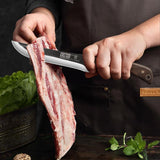 HOSHANHO Juego de Cuchillo de Carnicero, Forjado a Mano, Con Bolsa Enrollable Afilado Cuchillo de Carne, Cuchillo de Hueso y Cuchillo Deshuesador, Ideal Para el Hogar, Camping y BBQ