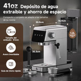 AMZCHEF Cafetera Espresso de 20 Bares con Pantalla LED Cafetera Todo en Uno con Depósito Extraíble de 1,2 Litros para Regalos del Hogar Cafetera Latte Compacta de Acero Inoxidable, 1350W