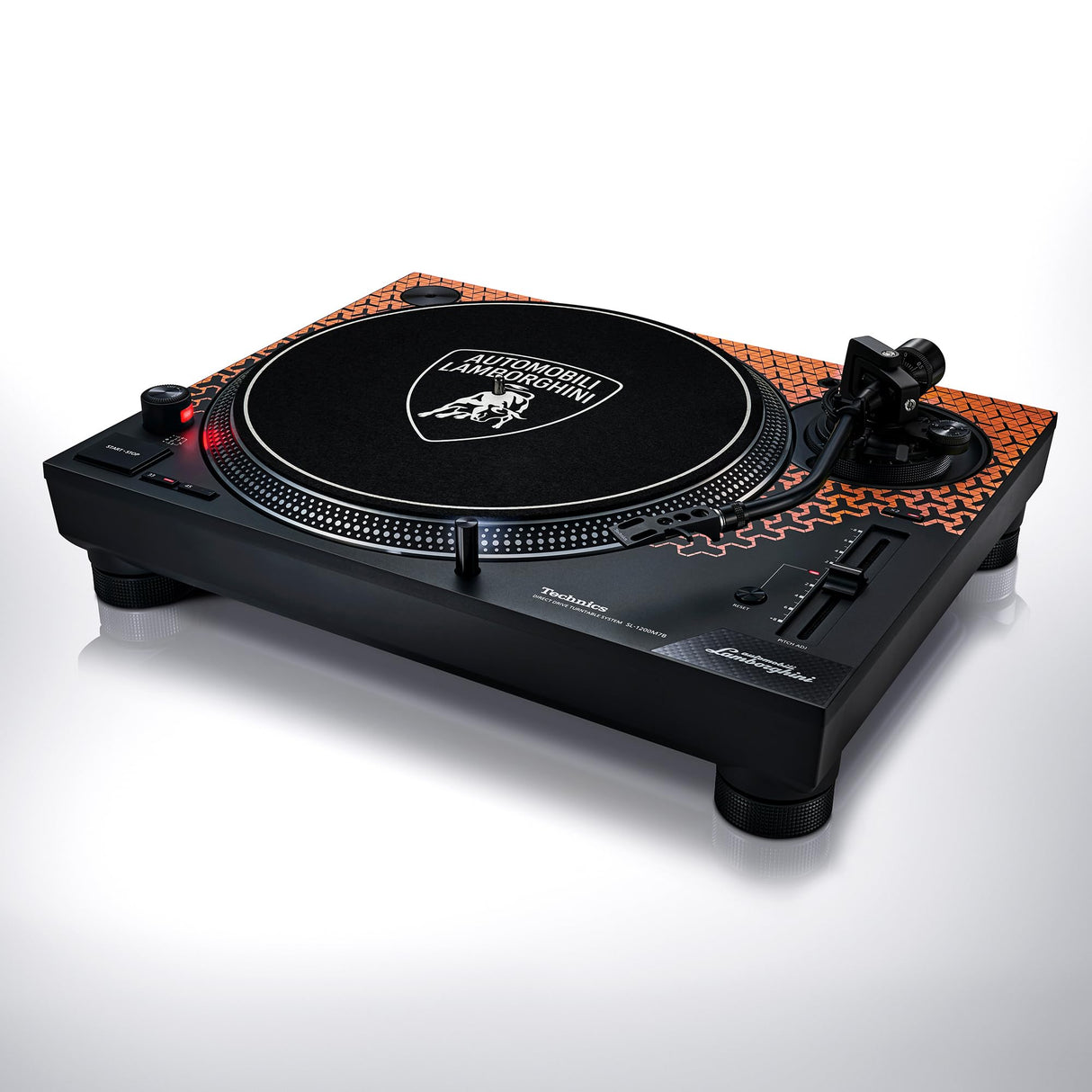Technics SL-1200M7PED, Sistema De Tocadiscos de Tracción Directa Edición Lamborghini, Motor Sin Núcleo, Reproductor De Vinilos de 3 Velocidades, Iluminador, Naranja