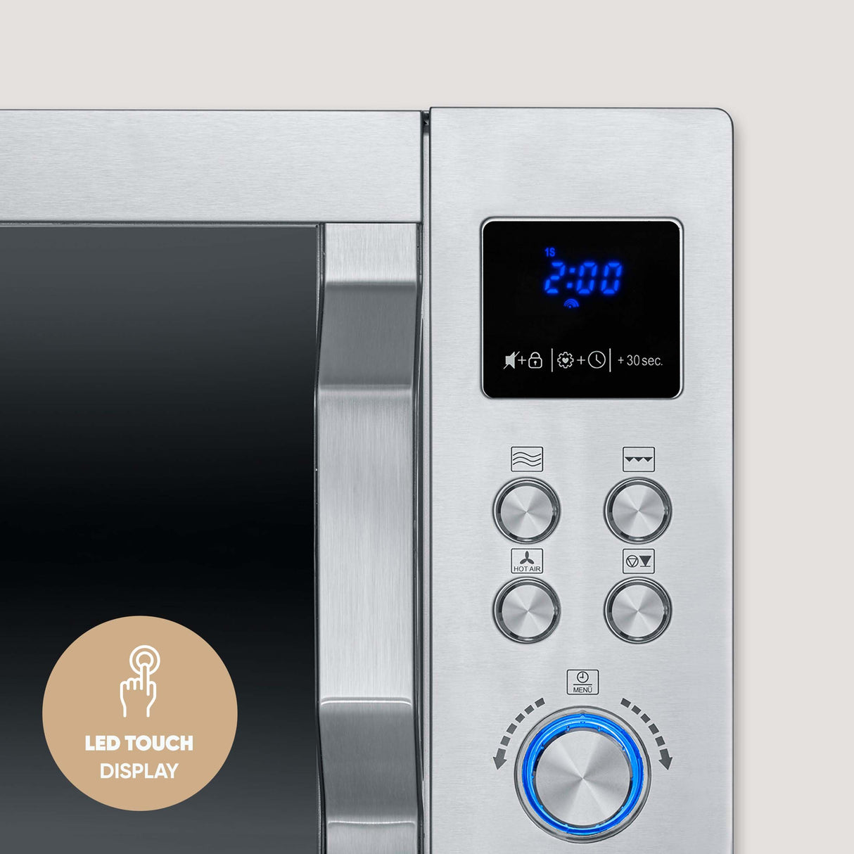 SEVERIN Microondas con grill y convección, función de freidora de aire, 4 en 1 para descongelar, cocinar y calentar, 25 L, acero inoxidable cepillado/plateado, MW 7982