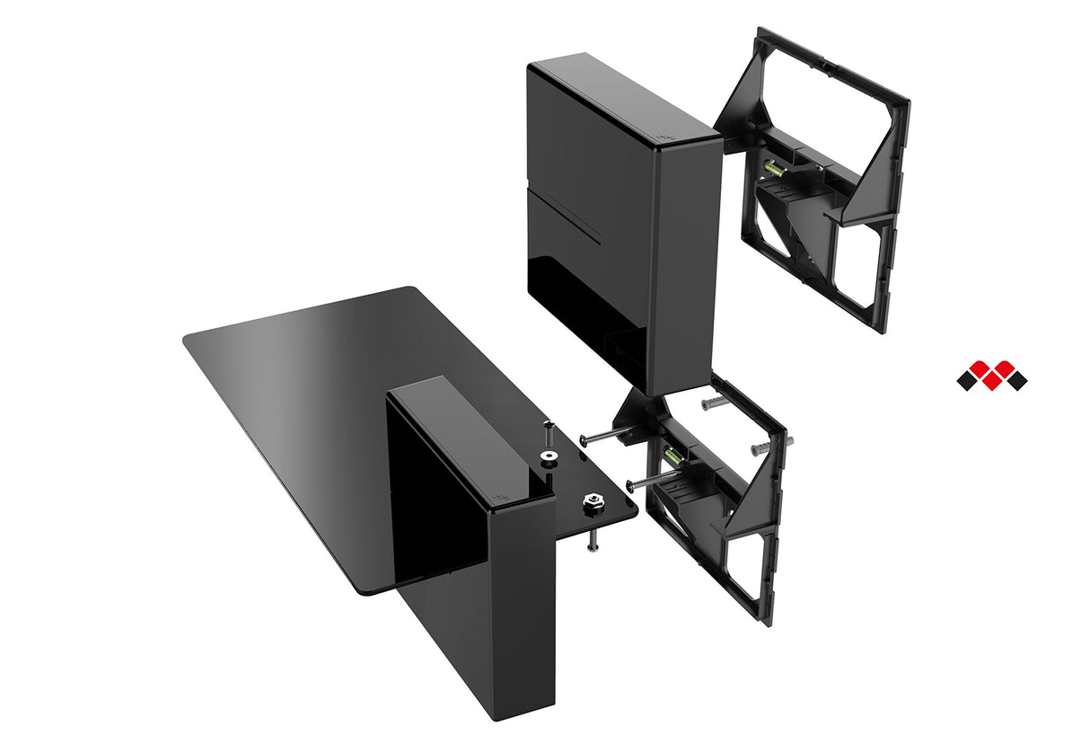Meliconi Ghost Cube Soundbar Negro, Sistema de Cubierta de Cable Modular con Estante de Cristal para Barra de Sonido