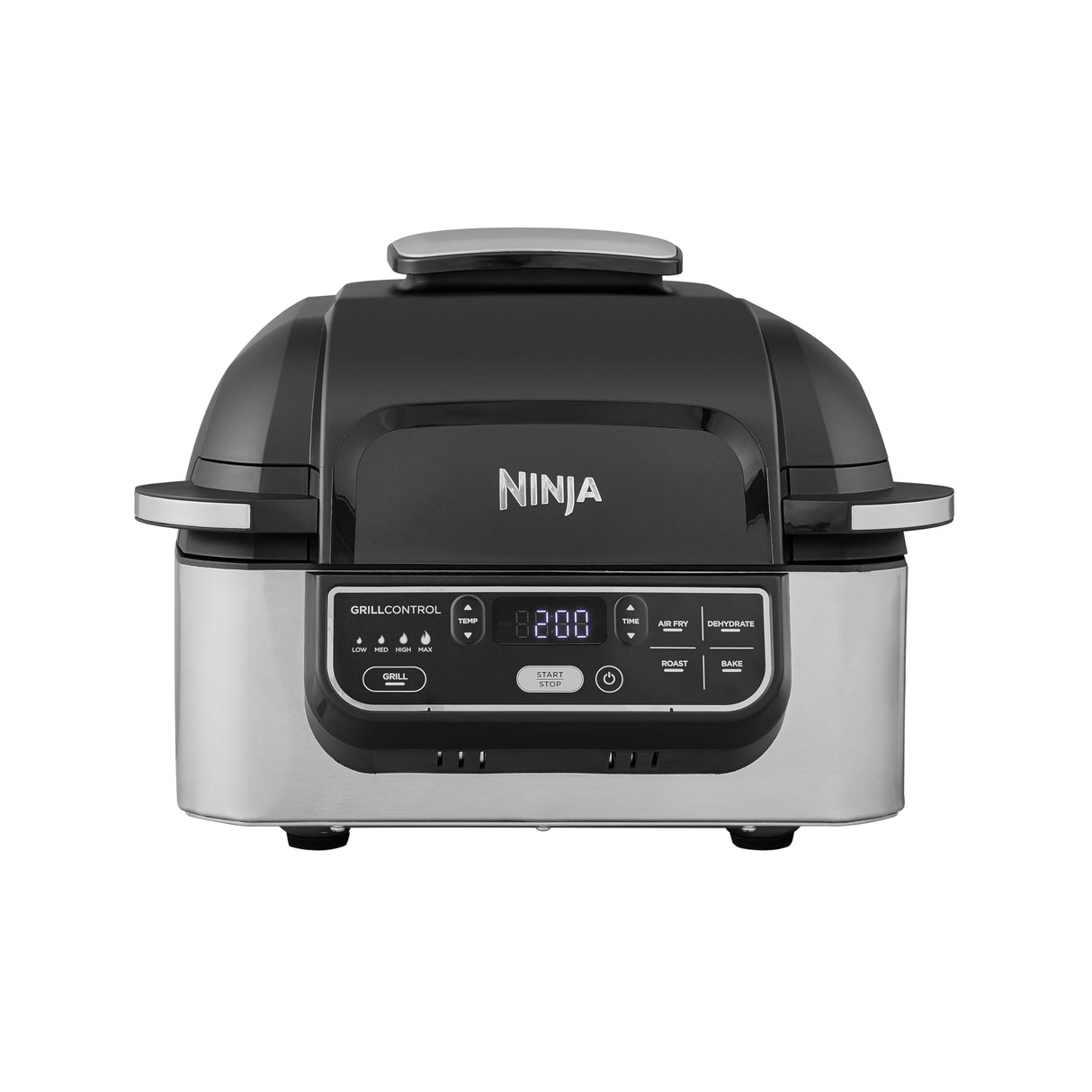 Ninja Foodi Parrilla de interior y Freidora de aire, 5,7 l, 5 funciones de cocción, Freír con aire, Parrilla, Asar, Hornear y más, piezas aptas para lavavajillas, en negro y plata, AG301EU