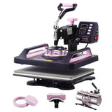 VEVOR 5 en 1 Máquina de Prensado por Calor con Prensa de Vaso de 887 ml, 290 x 380 mm, Prensa Térmico con Giro de 360° y Revestimiento de Teflón para Camiseta, Taza, Sombrero y Plato, Negro y Rosa