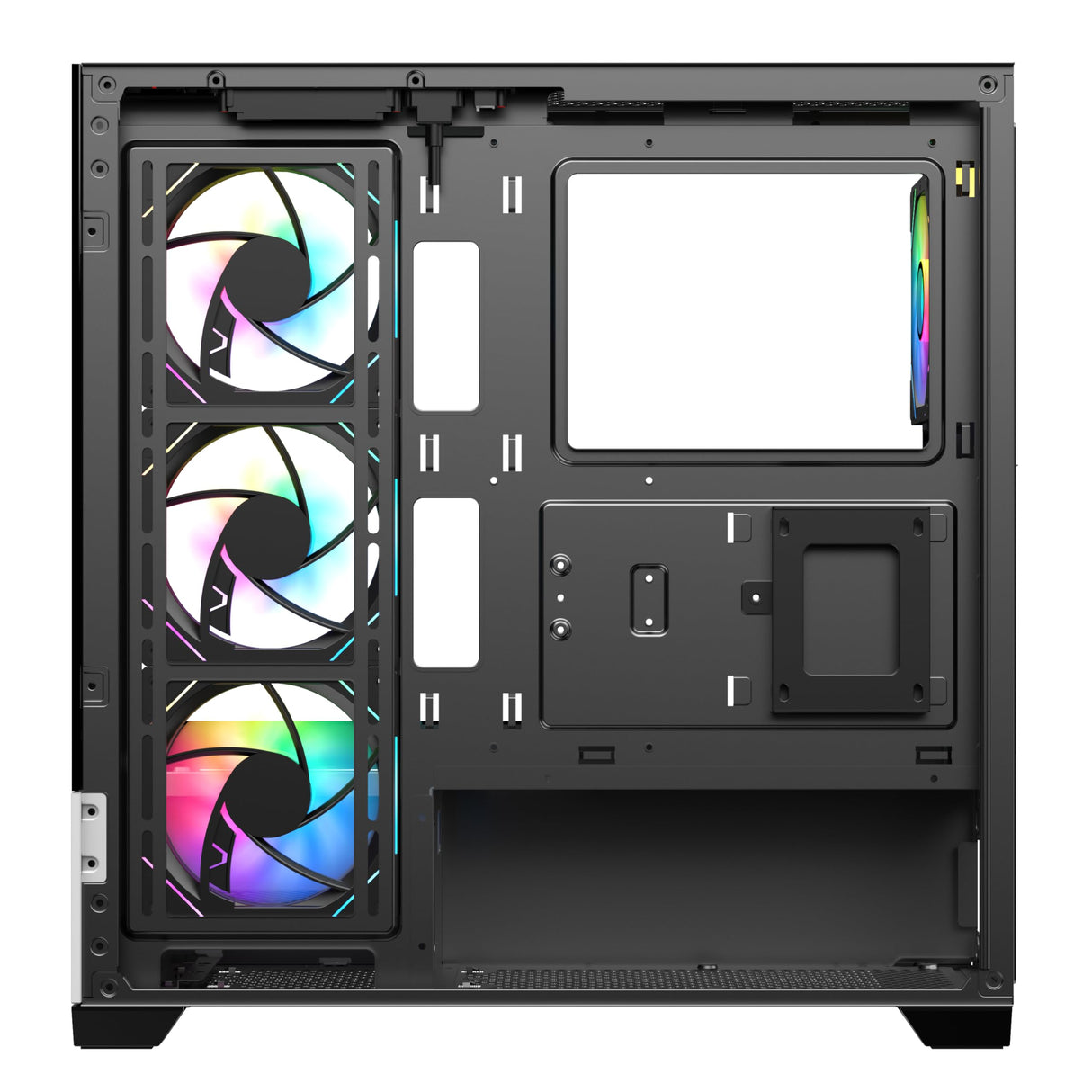 SaharaGaming SG520 con 3 Ventiladores ARGB de Espejo Blanco de 12 cm y Mini Ventilador PWM con Carcasa templada para Juegos con USB 3.0 y USB 2.0, soporta AIO de hasta 360 mm, Fuente de alimentación