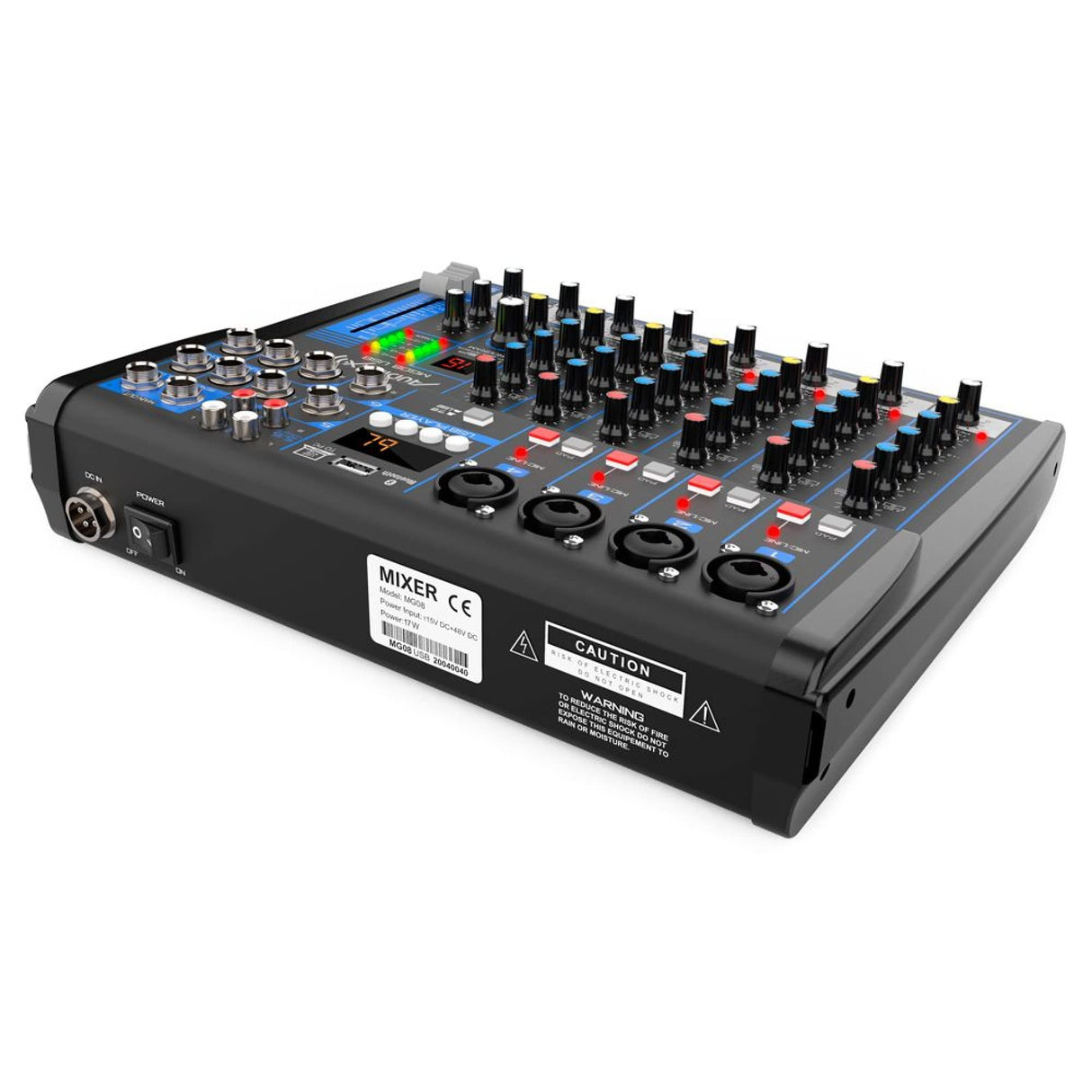 Audibax MG08 USB Mesa Mezclas 8 Canales con Bluetooth, MP3, USB Rec y Efectos