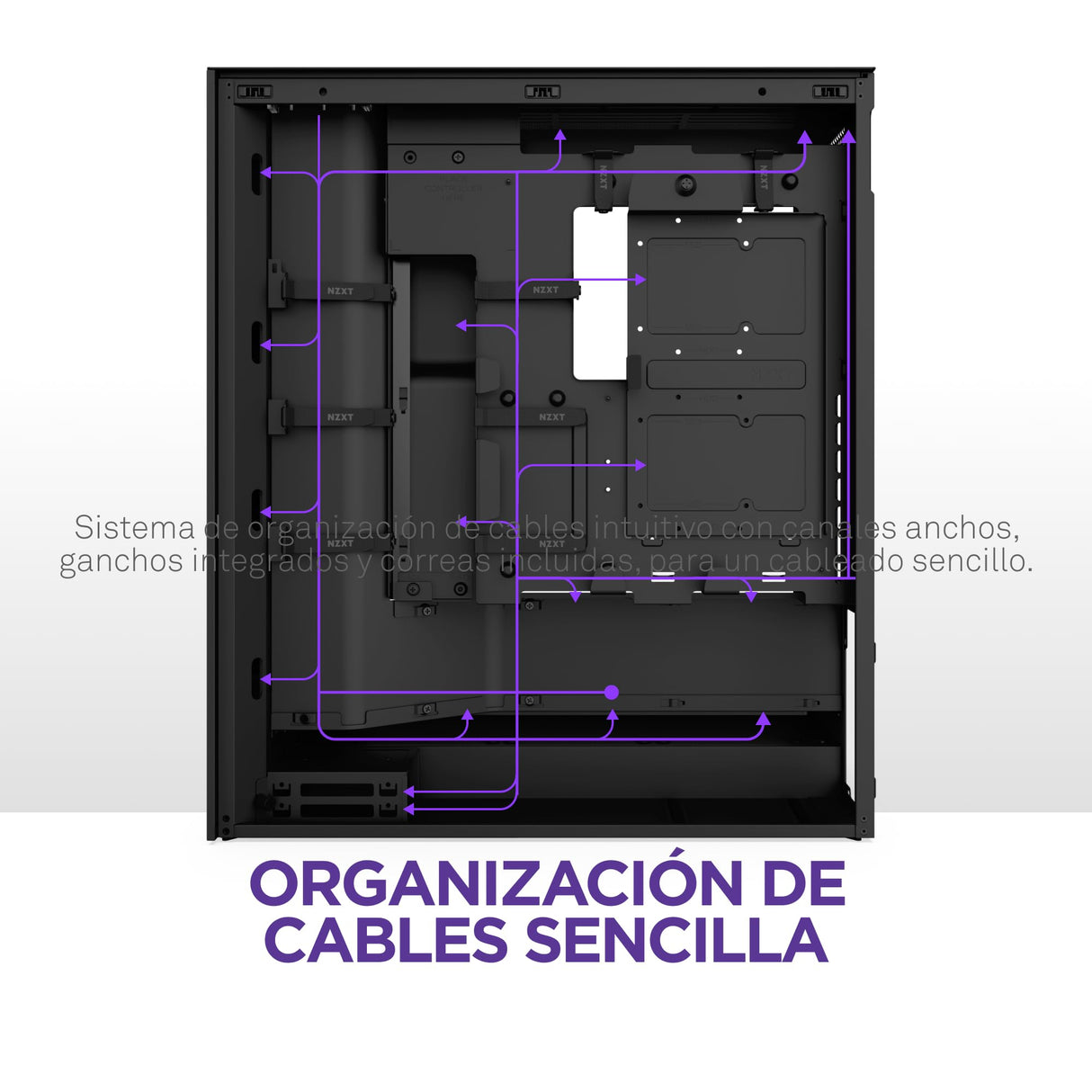 NZXT H7 Flow RGB, 2024 Semitorre ATX Flujo de Aire con Ventiladores RGB, Admite Ventiladores Inferiores para gráfica, con Unidad de Ventiladores RGB con Marco Simple 360 mm, Negro