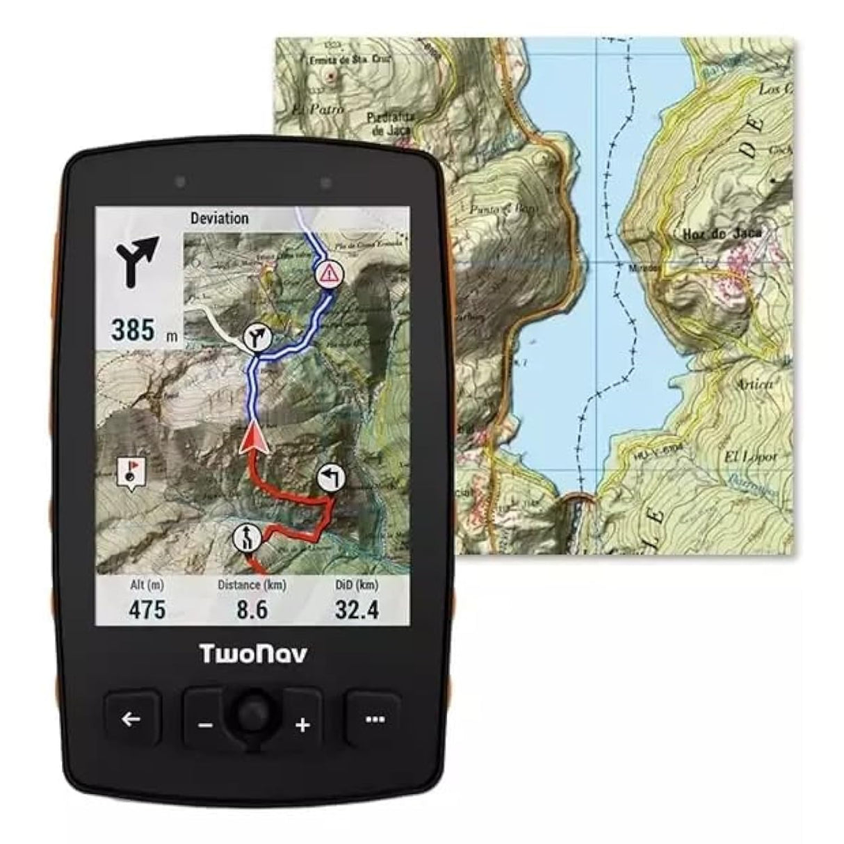 TwoNav Aventura 2 Plus + Mapa España Topo Completo, GPS de Mano con Pantalla Amplia 3.7 Pulgadas, Botones y Joystick para montaña, Alpinismo, Trekking o Senderismo con mapas incluidos. Color Naranja