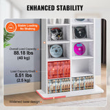 VEVOR Mueble de Almacenamiento Multimedia Mueble para DVD de 8 Capas Capacidad para 464 CD 16 Compartimentos Estantes Ajustables de CD para Colecciones de Música, Películas, Videojuegos, Blanco