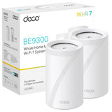 TP-Link Deco BE65(2-Pack) Wi-Fi 7 Mesh WLAN Set (Paquete de 3), Tribanda 5760 Mbit/s (6 GHz) + 2880 Mbit/s (5 GHz) + 574 Mbit/s (2,4 GHz), 6 transmisiones, 4 Puertos 2,5G, 1 USB 3.0