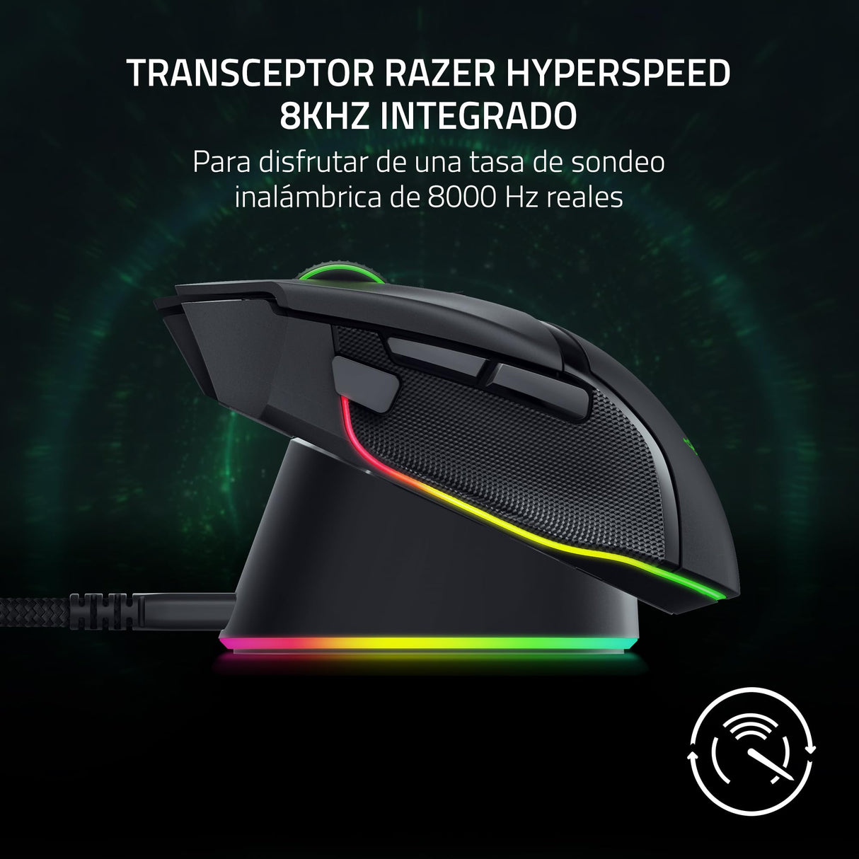 Razer Mouse Dock Pro & Charging Puck - Base de carga inalámbrica magnética & módulo para ratones compatibles, Hyperspeed 4K, iluminación 8 RGB Chroma) - Negro