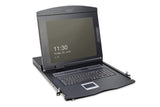 DIGITUS Consola KVM de 19" con pantalla TFT de 17" (4:3), distribución de teclado CH, conmutador KVM con 16 puertos VGA, negro
