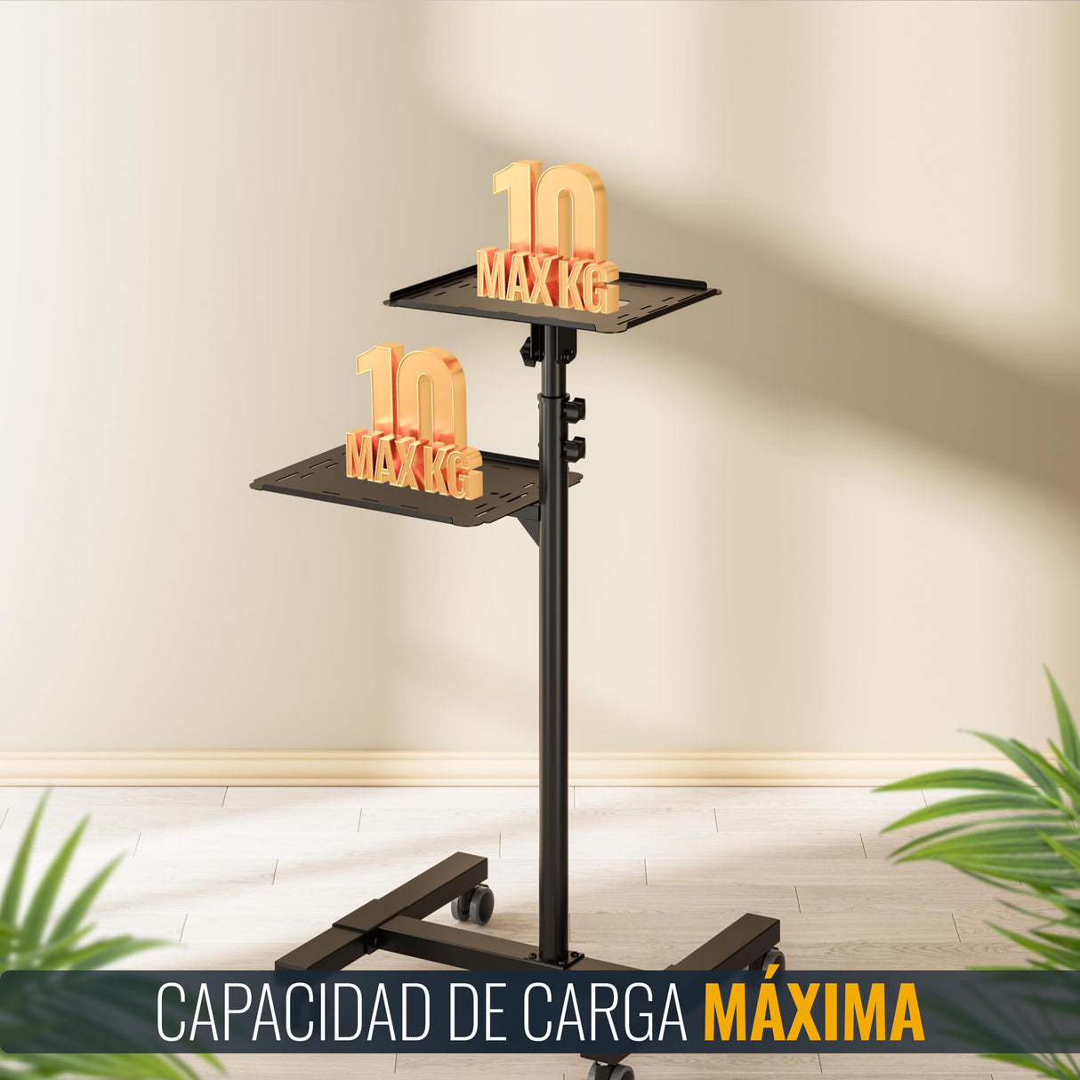 RICOO Soporte proyector Suelo Altura Regulable Elevador Ordenador portátil Universal CZ0800 Ruedas Bandeja Notebook Mesa para Laptop Negro