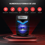 Pyle sistema de altavoces, PA, 600W, Bluetooth, portatil, recargable, exteriores, subwoofer de 10”, Tweeter de 1”, función de grabación, micrófono, luces de fiesta, Radio USB/SD