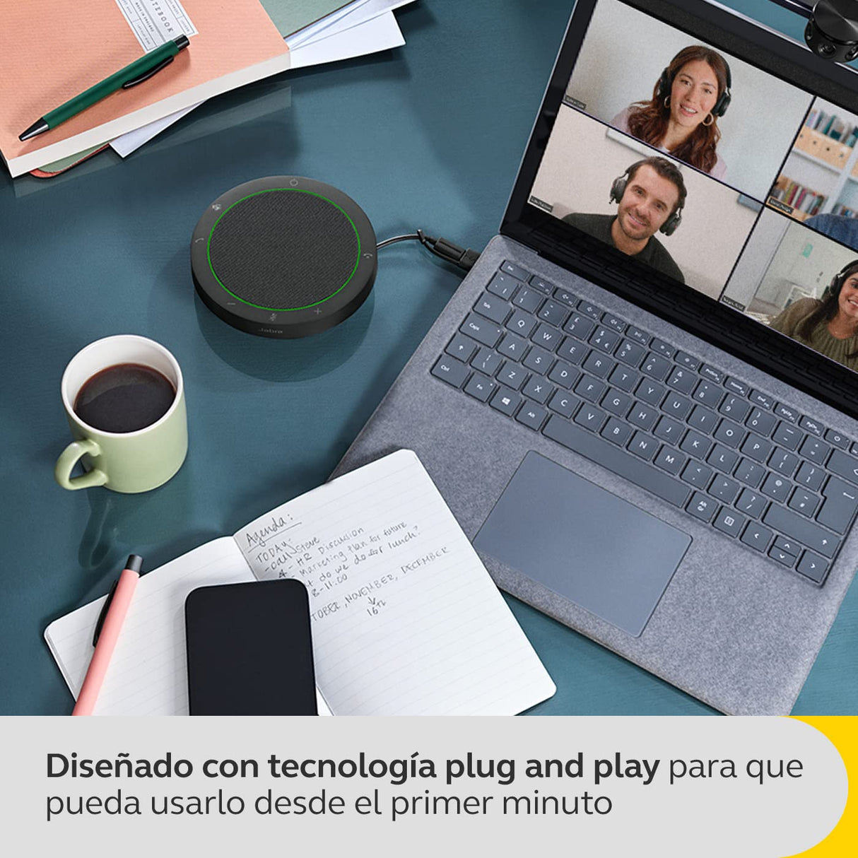 Jabra Speak2 40 Altavoz Portátil, 4 Micrófonos, Cancelación de Ruido, 50 mm de Alto Alcance, Audio de Banda Ancha y Conexiones USB-A y USB-C, Certificado para MS Teams, Gris Oscuro